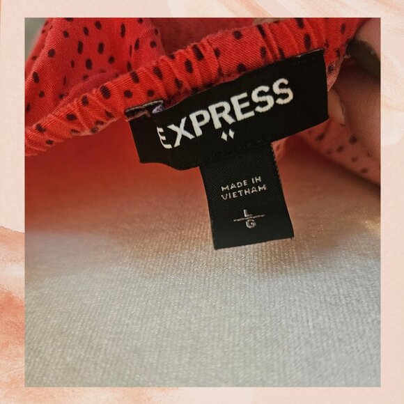 Express Deep Coral Ruffle High-Lo Midi Dress - Picture 6 of 6